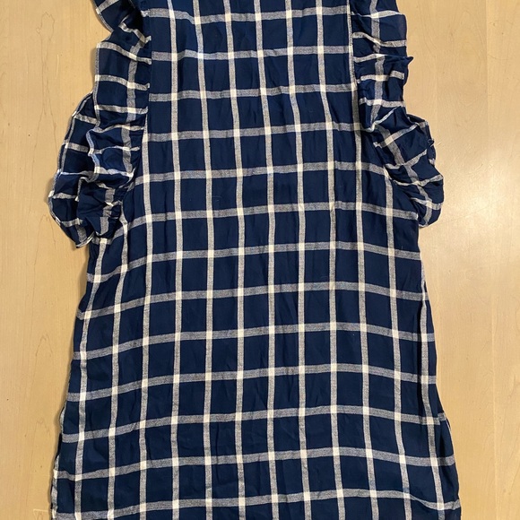 Glam Apparel Blue Shift Shirt Dress with Ruffled Arms - M - Picture 3 of 5